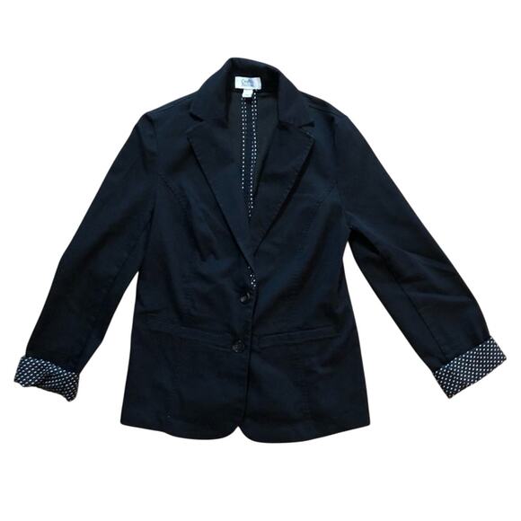 Croft & Barrow Black Polka Dot Blazer Jacket Womens Small - Picture 1 of 13